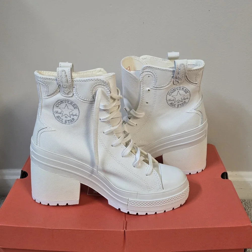 Converse Chuck 70 De Luxe Heel Hi A10335C‎ Vintage White Womens Sz 10 Festival